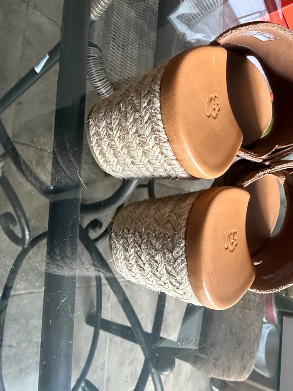 UGG Women's Tan Suede Cross-Band Espadrille Slide